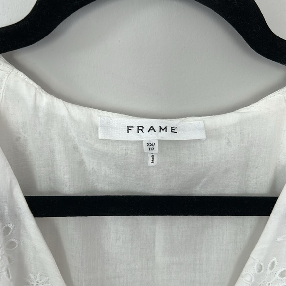 Frame Broderie Anglaise Ramie Puff Sleeve Midi Eyelet Dress in White - Picture 7 of 16